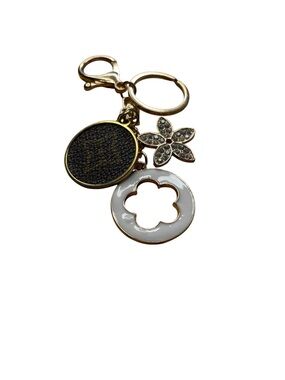Designer Inspired Floral Monogram Bag Charm & Key Ring